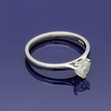 Platinum 0.57ct H SI2 Certificated Heart Cut Diamond 3 Claw Solitaire Ring