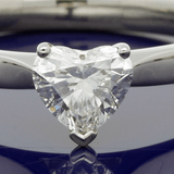 Platinum 0.57ct H SI2 Certificated Heart Cut Diamond 3 Claw Solitaire Ring