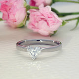 Platinum 0.57ct H SI2 Certificated Heart Cut Diamond 3 Claw Solitaire Ring