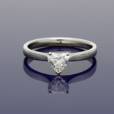 Platinum 0.57ct H SI2 Certificated Heart Cut Diamond 3 Claw Solitaire Ring