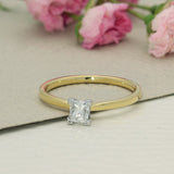 18ct Yellow Gold 0.39ct Princess Cut Diamond Solitaire Engagement Ring