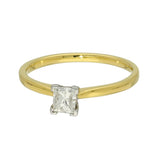 18ct Yellow Gold 0.39ct Princess Cut Diamond Solitaire Engagement Ring