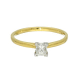 18ct Yellow Gold 0.39ct Princess Cut Diamond Solitaire Engagement Ring