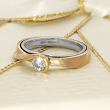 18ct Rose & White Gold 0.32ct Cert E/IF Contemporary Diamond Ring