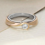 18ct Rose & White Gold 0.32ct Cert E/IF Contemporary Diamond Ring