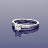 Platinum 0.50ct Diamond Solitaire Ring with Princess Cut Diamond Shoulders