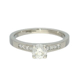 Platinum 0.50ct Diamond Solitaire Ring with Princess Cut Diamond Shoulders