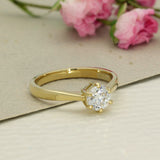18ct Yellow Gold 0.70ct F SI2 Certificated Diamond 6 Claw Solitaire Engagement Ring