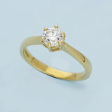 18ct Yellow Gold 0.70ct F SI2 Certificated Diamond 6 Claw Solitaire Ring