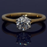 18ct Yellow Gold 1.01ct E VS2 Certificated Diamond 6 Claw Solitaire Ring