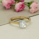 18ct Yellow Gold 1.01ct E VS2 Certificated Diamond 6 Claw Solitaire Ring