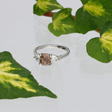 18ct White Gold 1.73ct Natural Cognac Diamond & Half Moon Cut Diamond Sides Trilogy Ring