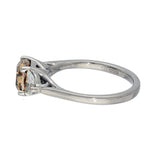 18ct White Gold 1.73ct Natural Cognac Diamond & Half Moon Cut Diamond Sides Trilogy Ring
