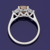 18ct White Gold 1.73ct Natural Cognac Diamond & Half Moon Cut Diamond Sides Trilogy Ring