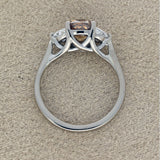 18ct White Gold 1.73ct Natural Cognac Diamond & Half Moon Cut Diamond Sides Trilogy Ring