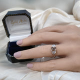 18ct White Gold 1.73ct Natural Cognac Diamond & Half Moon Cut Diamond Sides Trilogy Ring