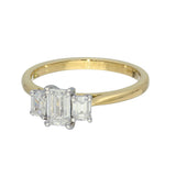18ct Yellow Gold 0.84ct Total Certificated Emerald Cut Diamond Trilogy Ring