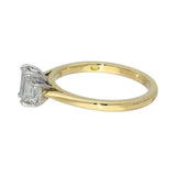 18ct Yellow Gold 0.84ct Total Certificated Emerald Cut Diamond Trilogy Ring