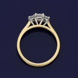 18ct Yellow Gold 0.84ct Total Certificated Emerald Cut Diamond Trilogy Ring