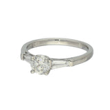Platinum 0.71ct G SI2 Certificated Diamond Ring with Tapered Baguette Shoulders