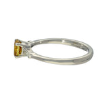 Platinum 0.54ct Natural Yellow Diamond Solitaire Ring with Tapered Baguette Shoulders