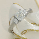 Platinum 1.04ct H VVS1 Certificated Asscher Cut & 0.31ct Princess Cut Diamond Trilogy Ring