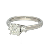 Platinum 1.04ct H VVS1 Certificated Asscher Cut & 0.31ct Princess Cut Diamond Trilogy Ring