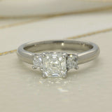 Platinum 1.04ct H VVS1 Certificated Asscher Cut & 0.31ct Princess Cut Diamond Trilogy Ring