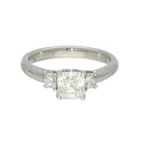 Platinum 1.04ct H VVS1 Certificated Asscher Cut & 0.31ct Princess Cut Diamond Trilogy Ring