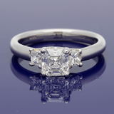Platinum 1.04ct H VVS1 Certificated Asscher Cut & 0.31ct Princess Cut Diamond Trilogy Ring