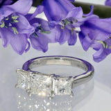 Platinum 2.93ct Princess Cut Diamond Trilogy Ring