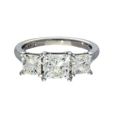 Platinum 2.93ct Princess Cut Diamond Trilogy Ring