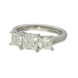 Platinum 2.93ct Princess Cut Diamond Trilogy Ring