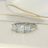 Platinum 2.93ct Princess Cut Diamond Trilogy Ring