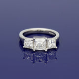 Platinum 2.93ct Princess Cut Diamond Trilogy Ring