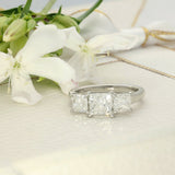 Platinum 2.93ct Princess Cut Diamond Trilogy Ring