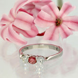 Platinum 0.25ct Pink Diamond & 0.35ct White Diamond Trilogy Ring