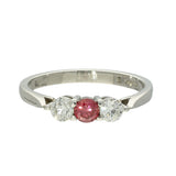 Platinum 0.25ct Pink Diamond & 0.35ct White Diamond Trilogy Ring