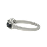 Platinum Cushion Cut Sapphire 3 Stone Diamond Halo Cluster Ring