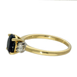 18ct Yellow Gold Teal Indicolite Tourmaline & Diamond Trilogy Ring