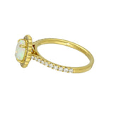 18ct Yellow Gold 0.50ct Oval Opal and Diamond Halo Shoulders Ring