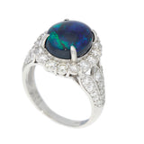 Platinum 3.91ct Black Opal and 1.5ct Diamond Cocktail Ring