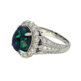 Platinum 3.91ct Black Opal and 1.5ct Diamond Cocktail Ring
