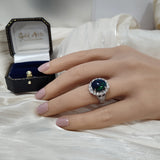 Platinum 3.91ct Black Opal and 1.5ct Diamond Cocktail Ring