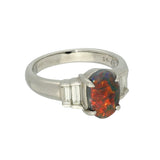 Platinum 1.45ct Black Opal and Baguette Diamond Ring