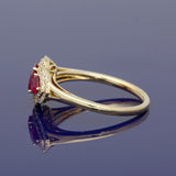 18ct Yellow Gold Ruby & Diamond Trilogy Cluster Ring