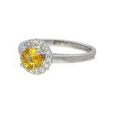 Platinum Yellow Sapphire & Diamond Halo Ring