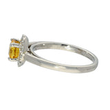 Platinum Yellow Sapphire & Diamond Halo Ring