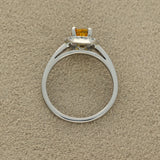 Platinum Yellow Sapphire & Diamond Halo Ring