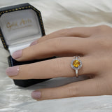 Platinum Yellow Sapphire & Diamond Halo Ring